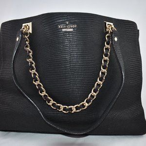 Kate Spade Black Leather Bag with Gold Chain Detail